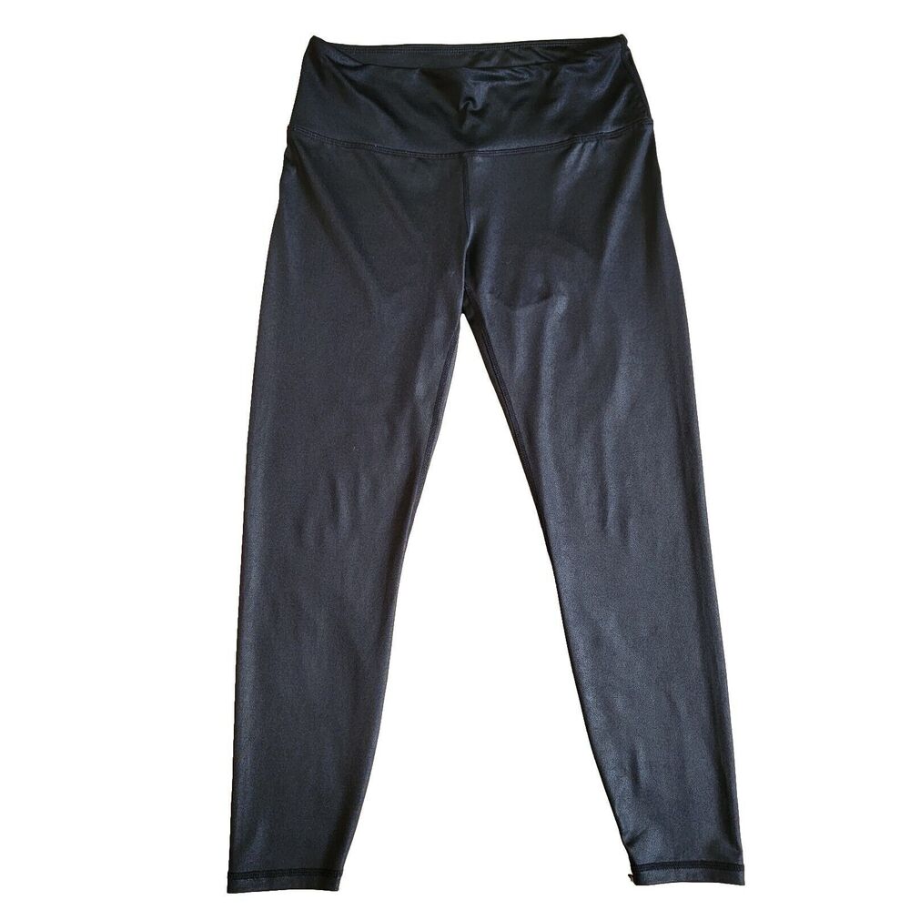 Rae Mode Womens Black Chintz Full Length High Waist Workout Leggings Size Large